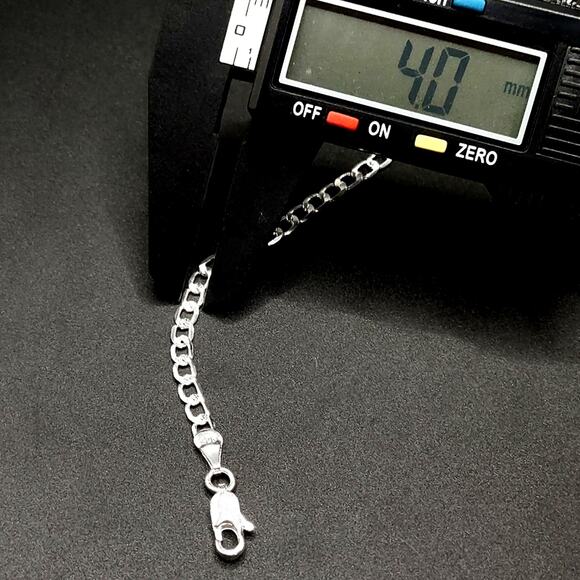 925 Sterling Silver Plated 4mm Cuban Bracelet Men's Women's Christmas Gift NEW - Picture 5 of 5